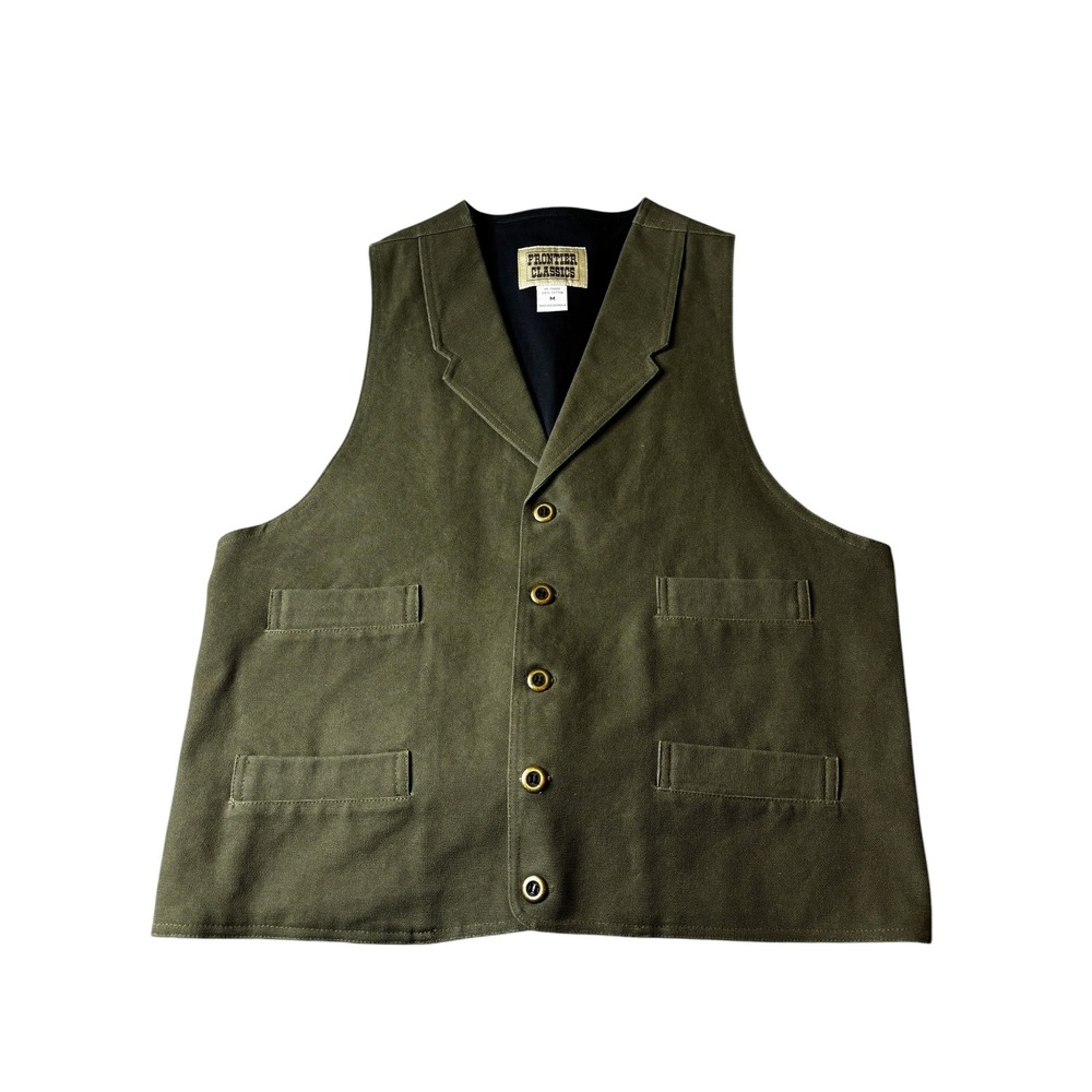 Frontier Classics Mens Olive Green Canvas Western Reenactment Vest Size M